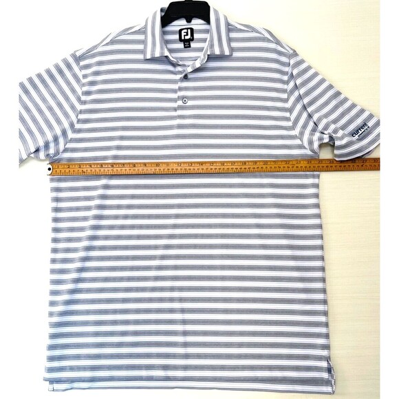 FJ Footjoy Golf Polo Shirt Mens XL 3 Button Gray Striped Logo Short Sleeve - Picture 6 of 7